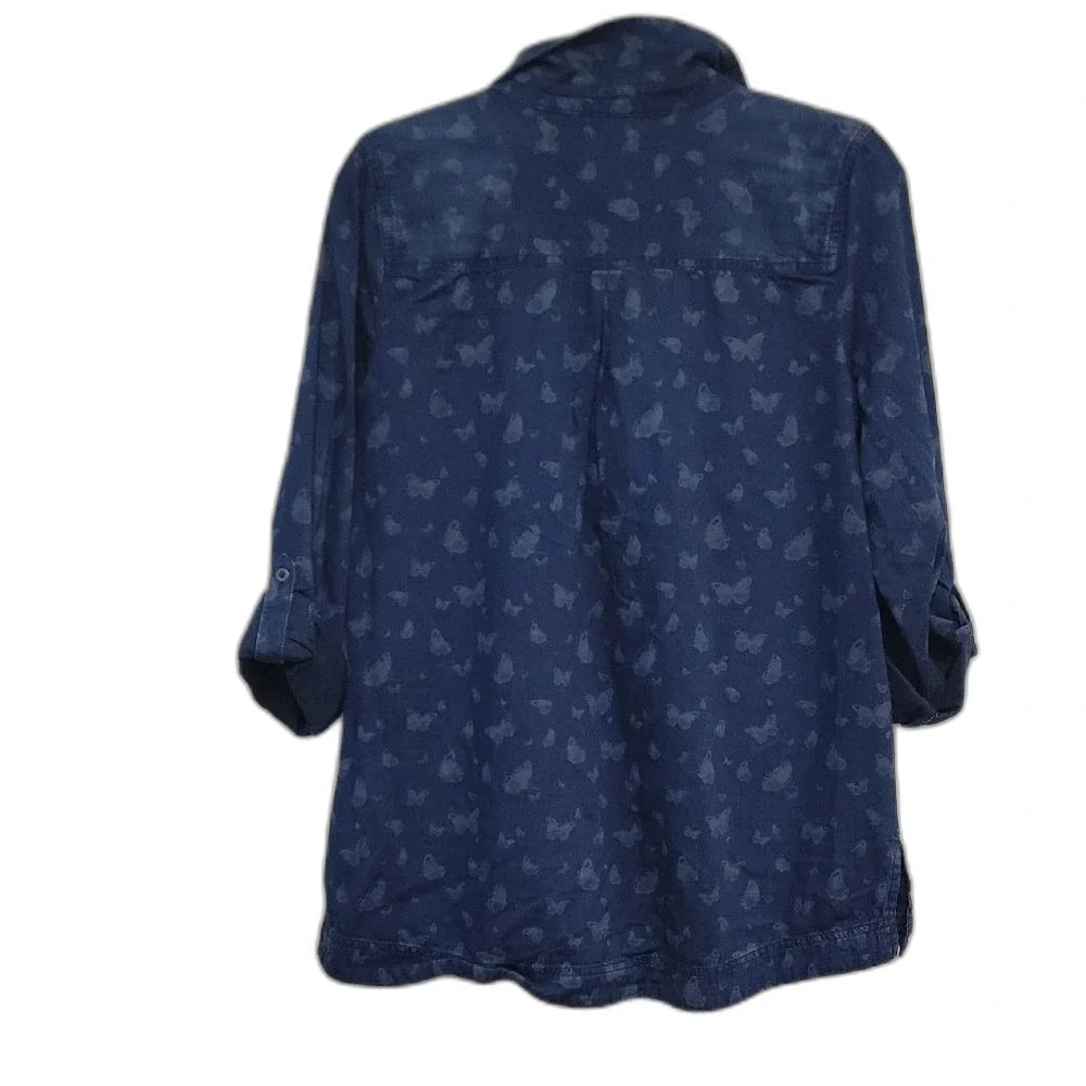 J. Jill Butterfly Design Blouse Blue Size S
